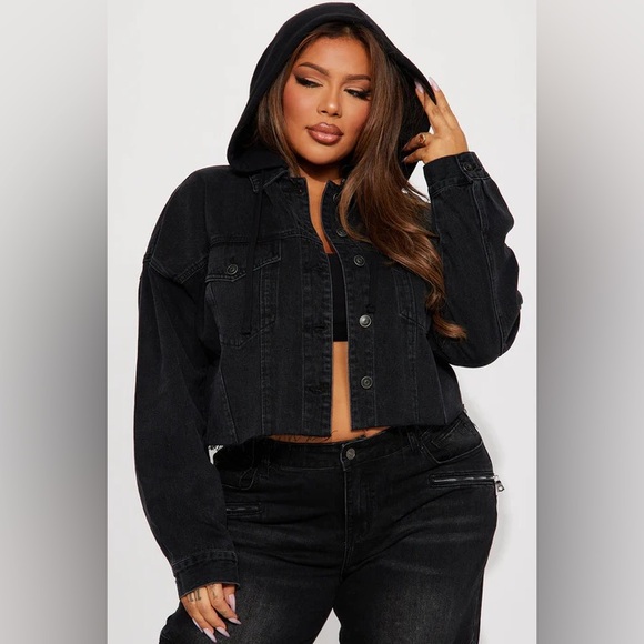 Fashion Nova Detachable Hood Jean Jacket - Picture 1 of 7